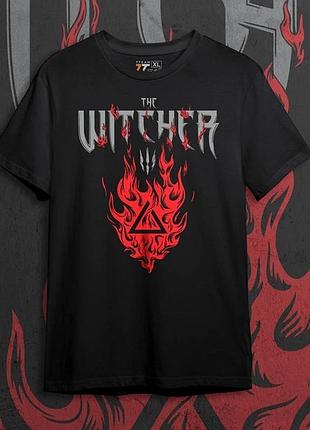 Футболка для подростка мальчика с принтом the witcher igni размер s/m/l (рост от 164 до 182 ) anime10745