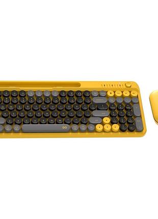 Бездротова клавіатура та миша fantech go wk899 mochi чорно-жовтий