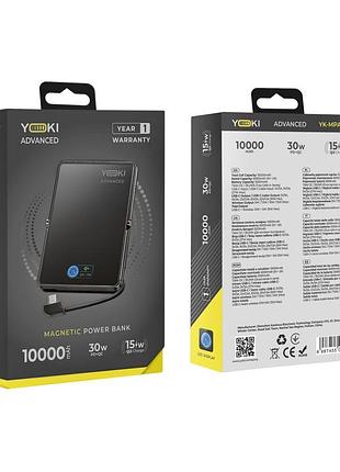 Magnetic power bank yoki advanced (15w qi2/30w qc/pd) 10000 mah yk-mpa1030 черный