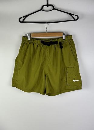 Шорти nike belted packable 5" volley swim shorts olive nessb522-314 men's для плавання зелені оливкові розмір s - m