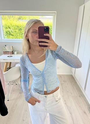 Новий мереживний топ кардиган на гудзиках zara блуза