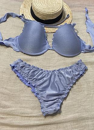 Calzedonia крутой голубой блестящий раздельный купальник