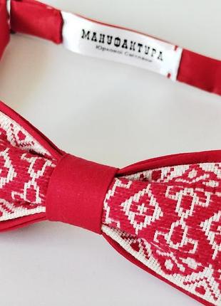 Чоловічий метелик вишиванка, червона краватка - метелик з вишивкою