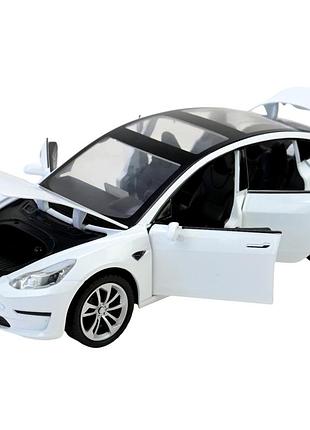 Автомодель tesla model 3 1:24 металлическая инерционная машинка со светом и звуком, открывающаяся дверь, капот, багажник
