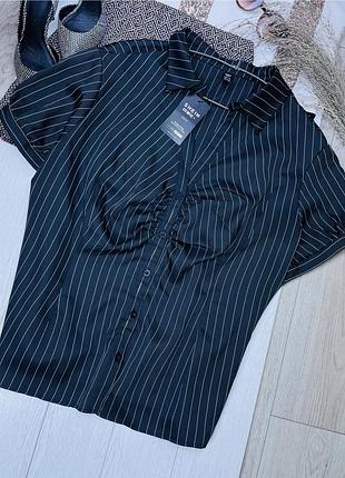 Нова сорочка shein 7xl чорна сорочка великого розміру жіноча сорочка смугаста