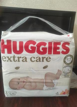 Подгузники huggies extra care размер 2 от 3 до 6 кг упаковка 82 шт