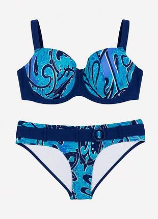 Новий роздільний купальник sunny ocean 2xl (52) синій з принтом