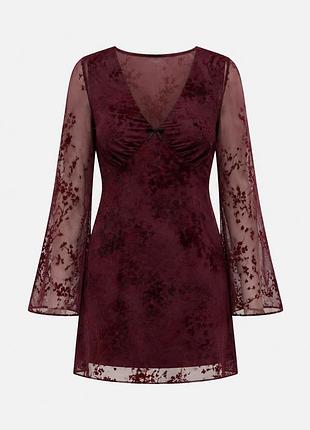Трендова актуальна сукня плаття у2к готика new look uk 12 40 л сітка з оксамитовою перфорацією 🔥🔥🔥