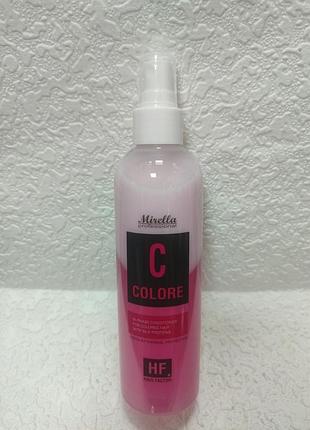 Двофазний кондиціонер для фарбованого волосся mirella professional c colore з термозахистом та протеїнами шовку.250мл