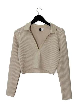 Лонгслив в рубчик з коміром h&m