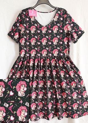 Вінтажна сукня з кишенями ретро стиль поп-арт олдскул 80-ті 80's carolina dressroom pop  pin-up пін ап пін-ап рок панк гранж великий розмір бебі дол