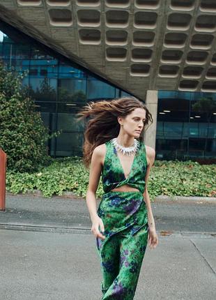 Сукня міді з квітковим принтом zara - s