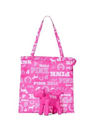 Сумка шоппер pink victoria's secret собачка