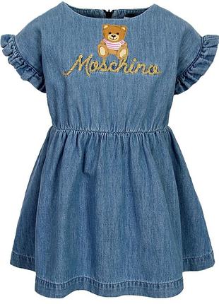 Детское платье джинсовое moschino на девушку 1.5-2роки,рост 92см с вышивкой орог