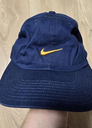 Nike hat cap strap back one size blue yellow swoosh logo mens baseball casual