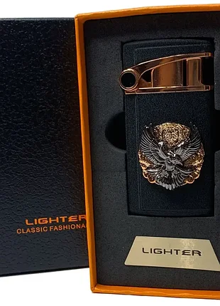 Газова запальничка "орли 🦅" (турбо полум`я 🚀, подарункова коробка 🎁) jiebao lighter hl-501 black