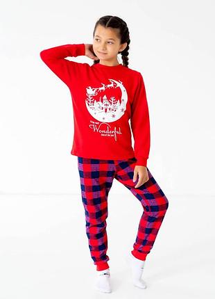 Піжама новорічна для дівчинки family look 122-158 см