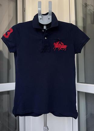 Футболка чоловіча поло ralph lauren темно синя