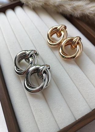 Сережки  серьги сріблястий золотистий