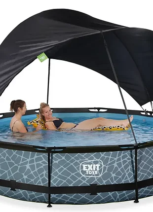 Басейн каркасний з тентом exit "камінь" 360 х 76 см