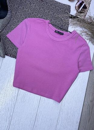 Літня футболка zara s m бавовняна футболка коротка жіноча футболка зара рожева футболка