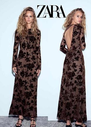 Элегантное вечернее платье zara / коричневое
