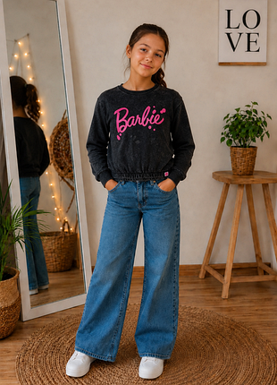 Стильный укороченный свитшот barbie на 10-11 лет
