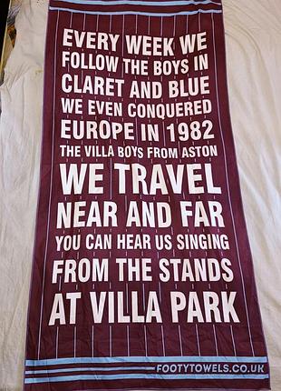 Футбольное, спортивное полотенце из микрофибры footy towels для болельщиков fc aston villa