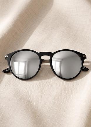 Сонцезахисні окуляри h&m ray-ban style round mirror uv400 cat.3 чорні з дзеркальними лінзами