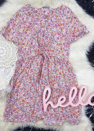 Сукня для дівчинки легка рожева в квіточки із зав'язками matalan