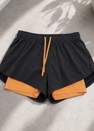 Шорти h&m чорно-помаранчеві xs-m