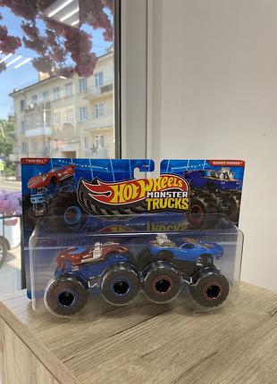 Дитяча іграшка (ігровий набір) hot wheels monster trucks twin mill & rodger dodger (набір машинок монстр траки)