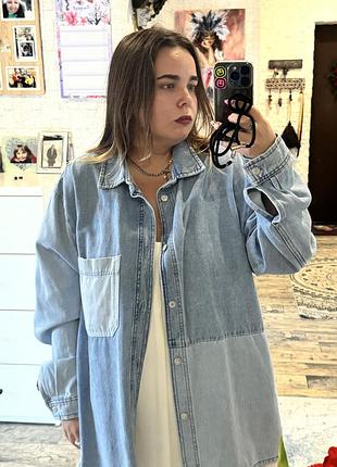 Джинсова рубашка жіноча, zara, розмір xl, джинса