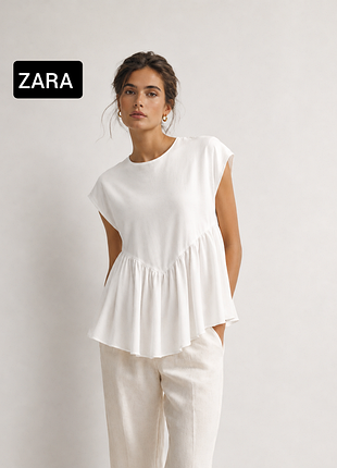 Блуза женская белого цвета без рукавов от бренда zara s
