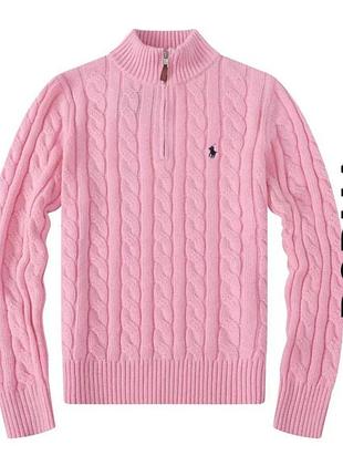 Polo ralph lauren шикарный шерстяной свитер косами, воротник на молнии