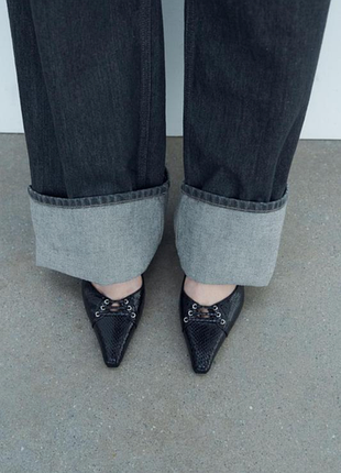 Туфлі zara,чорні туфлі zara,готичні туфлі