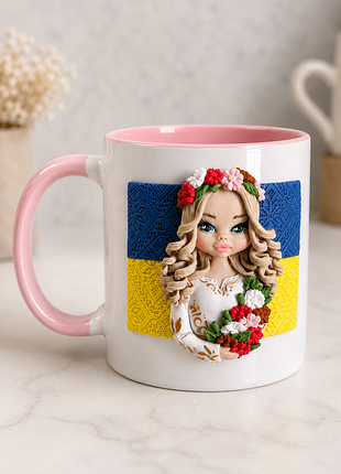 Чашка з декором з полімерної глини