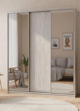Шкаф купе doros сити лайт сосна натти 1 дсп / 2 зеркала 180х60х225 (drs-011968)