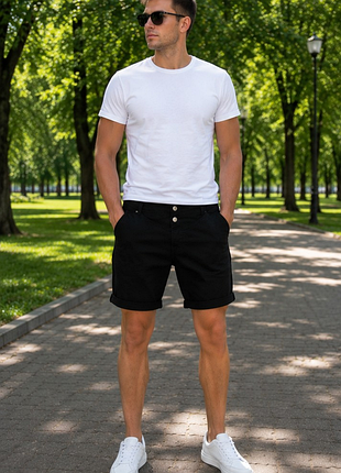 Шорты h&amp;m slim fit черные оригинал l 50 мужские джинсовые летние casual