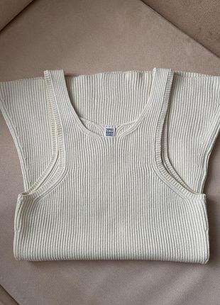 Трикотажний топ toteme curved compact knit tank молочний l