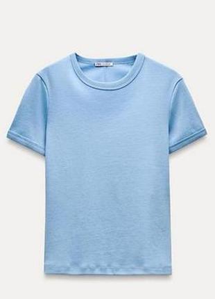 Розпродаж ❗ блакитна базова футболка zara s-m