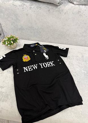 Футболка polo ralph lauren new york | 100% бавовна | s–xl | чорна