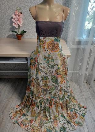 Винтажный сарафан из шелка и коттона zara.