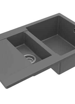 Кухонна мийка lapas (stone gray) колір світло-сірий (бетонний) без домішок miraggio