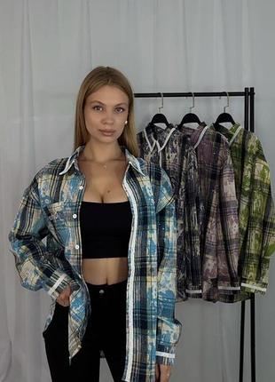 Сорочка жіноча фланель з мереживом та камінцями