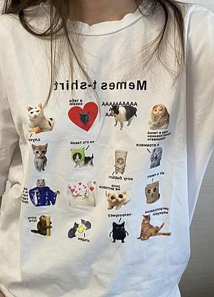 Футболка жіноча memes t-shirt біла xs-s бавовняна