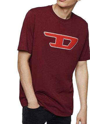 Футболка  чоловіча diesel t-just-division-d бордова, розмір xl
