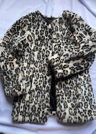 Леопардова шуба зі штучного хутра melrose (34 / xs-s)