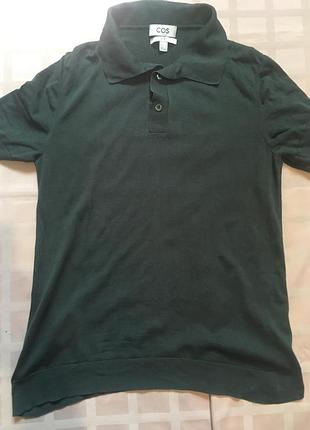 Чоловіче трикотажне поло cos slim fit (розмір s / 46) темно-зелене