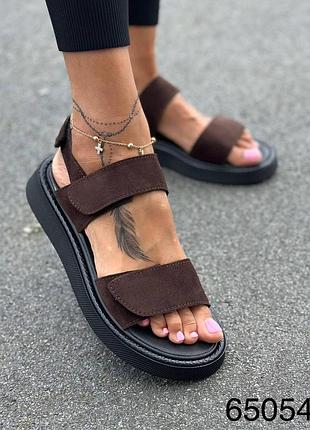 Натуральная замша 🇺🇦 украинская женские босоножки замшевые коричневые